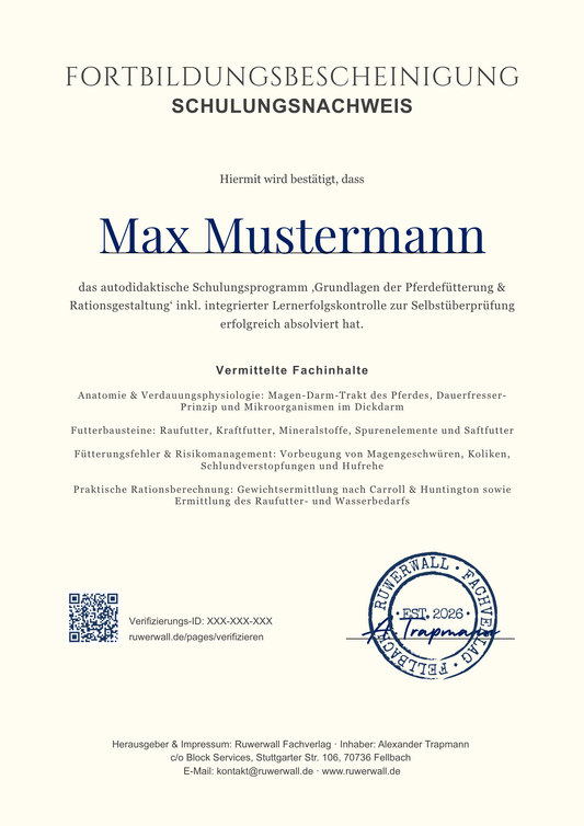 Grundlagen der Pferdefütterung & Rationsgestaltung | Fachbuch & Zertifikat